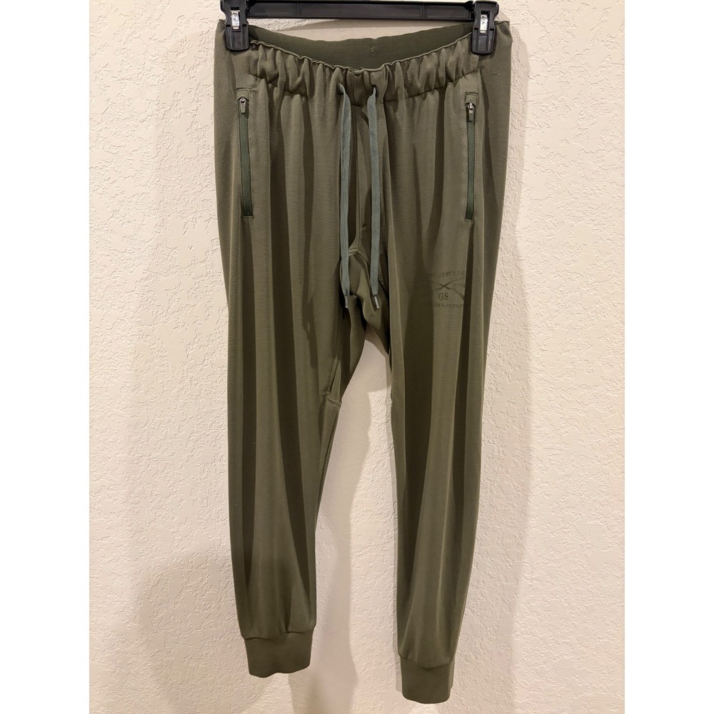 Grunt Style Mens Joggers Olive Green Athletic Sweatpants Small GS Crossed Rifles
